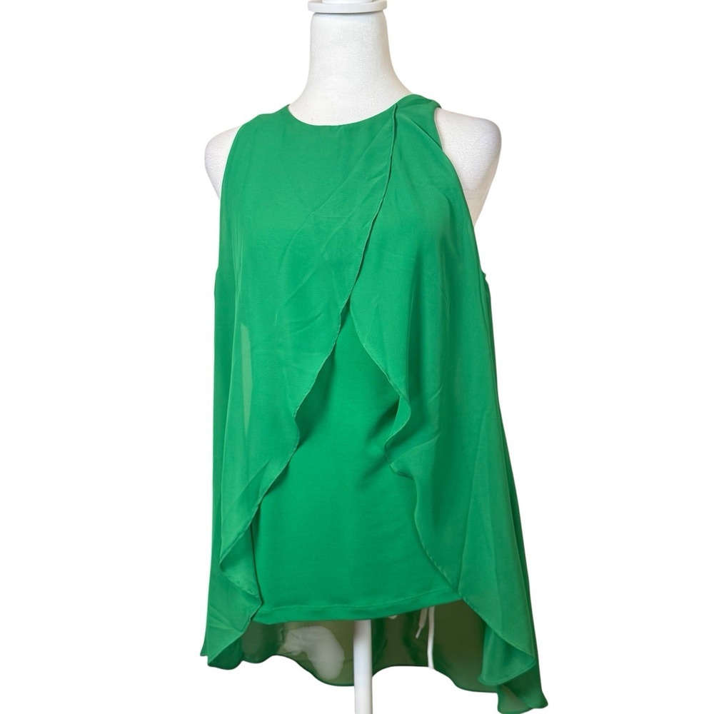 7th Avenue New York & Co Green Chiffon Sleeveless Blouse Size Medium Flowy